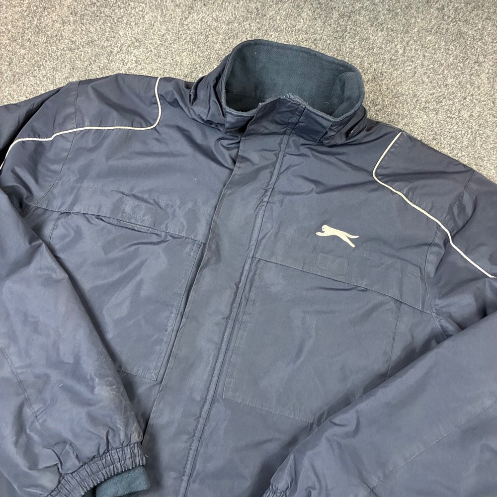 Slazenger Mens Size Medium Navy Blue Full Zip Fleece Lined Windbreaker Jacket
